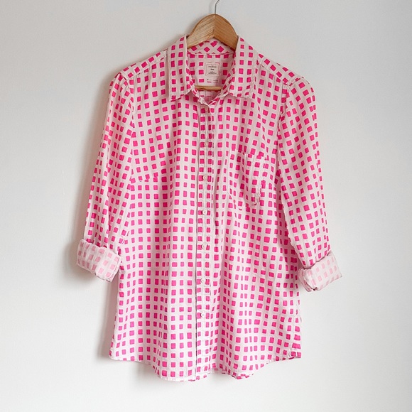 Gap bright pink button down shirt Sz. M - Picture 3 of 7